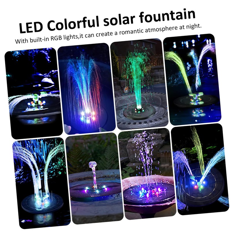 Mipcase Solar Fountain Pump with RGB Lights Solar Feature for