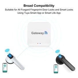 Foxgard Gateway,Fingerprint Door Lock WiFi Gateway,Tuya Bluetooth Gateway for Remote Control,Voice Control via Alexa & Google Assistant,Work with Tuya Smart APP and Smart Life APP