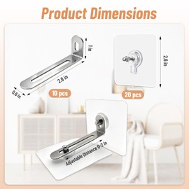 10 Pack Furniture Anchors,Drill Free Anti Tip Furniture Straps,Adhesive Furniture Wall Anchors for Furniture Anchoring Bookcases,Dressers,Shelves and Wall Units (A)