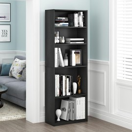 FURINNO JAYA Simply Home 5-Shelf Bookcase, 5-Tier, Black