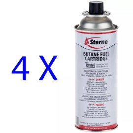 Sterno Butane Fuel Cartridge for Appliances & Stoves, 8oz - 4-Pack (50190)