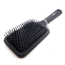Flair Brush Black Large Paddle Hair Brush with Soft Round Handle
