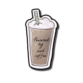 Mini Coffee Sticker Powered by Iced Coffee Waterproof Sticker