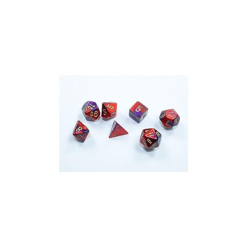 Chessex - Mini dadi Gemelli viola e rossi con numeri