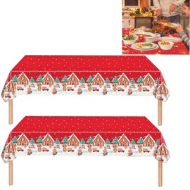2 PCS Gingerbread Man Christmas Tablecloths Gingerbread Christms Decorations Christmas Table Decoration Xmas Table Cloth Waterproof Gingerbread Christmas Decorations Environmentally and Sanitary