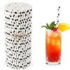 200PCS Black Polka Dot Paper Straws, Eco-Friendly Biodegradable Paper Drinking