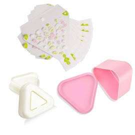 ChasBete Rice Mould Set, DIY Sushi Maker, 2 Onigiri Mould + 100 Disposable Onigiri Wrappers & Sealing Tapes
