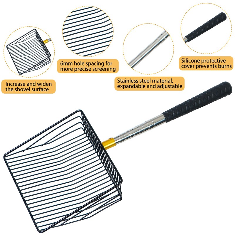 Hollow Out Fireplace Shovel Black Metal Coal Shovel Fireplace Ash