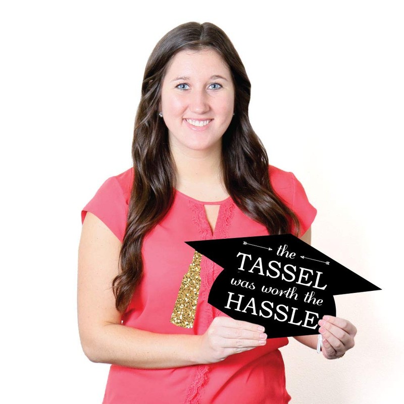 Big Dot of Happiness Gold Graduation Lawn Decorations - 10