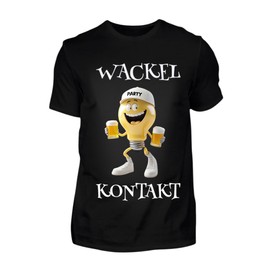 T-Shirt - Wackelkontakt ODER Tau mich auf Fun Shirt – Malle 2025, lustiges Party Shirt, JGA, Mallorca Tour (Wackelkontakt, Schwarz, L)