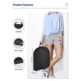 Tsumbay Seat Cushion for Office Soft Memory Foam Seat Cushion with Carry Handle，Washable Cover，Comfortable Coccyx Cushion for Home Office Chair Pad, Car Seat, Wheelchair -Black