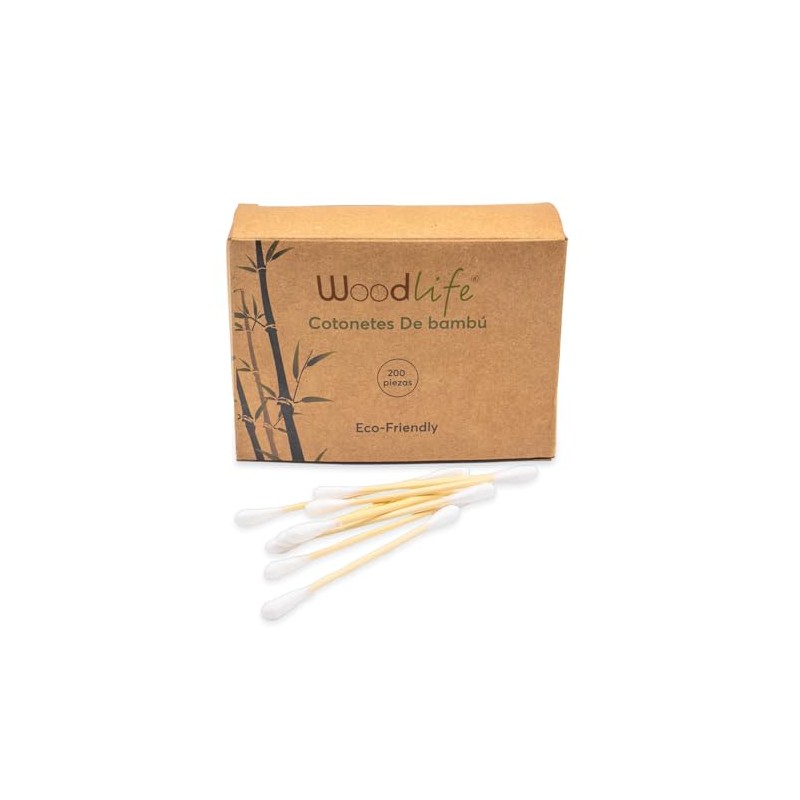 Woodlife® - Paquete de 800 Cotonetes de Bambú, Ecológicos, Biodegradables