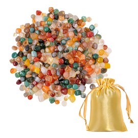 150 g Gemstone Mix for Children, Treasure Hunt, Tumbled Stones, Semi-Precious Stones, Colourful Stone Mix for Scavenger Hunting, Gemstone Game, Children's Birthday Party, Includes 1 Gold Storage Bag