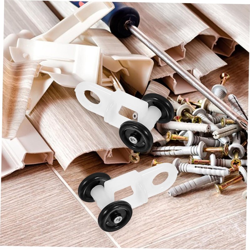 JECOMPRIS 5sets Shower Curtain Rollers Ceiling Track Carrier Hooks Plastic