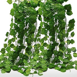 Plantas Artificiales, Vides Artificiales, Falso Hiedra Falsa Hojas Colgando Vegetación Guirnalda Planta de Vid para el Banquete de Boda Jardín...     