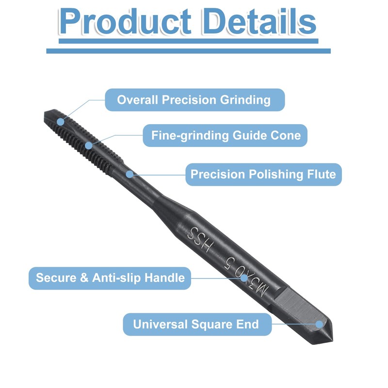 sourcing map Spiral Point Plug Threading Tap M3 x 0.5