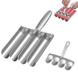 OUTALIZ Meatball Shaper, Stainless Steel, Meatball Maker, 4 Tubes Leischball Shovel Maker, Kitchen Meatball Maker with Cutting Spade, for Fish Balls, Meatballs, Crab Balls
