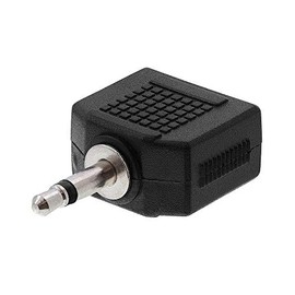 Cmple - 3.5mm Mono Male to 2X 3.5mm Mono Female Coupler, 3.5mm Mono Plug to 2X 3.5mm Mono Jack Adapter, Audio Jack for Headphones - Black