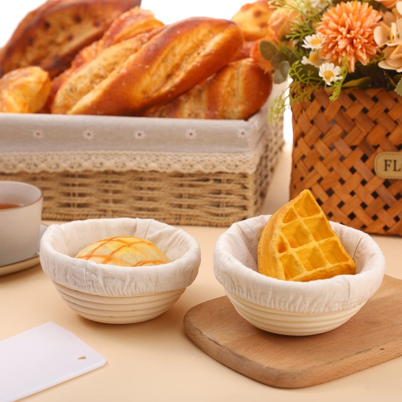 Irenare 10 Pcs Bread Banneton Proofing Basket Round Dough Sourdough