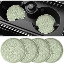 ME.FAN Car Coasters for Cup Holders [4 Pack] - 2.75In Silicone Auto Mug Mats - Universal Non-Slip Recessed Car Interior AccessoriesDesert Sage