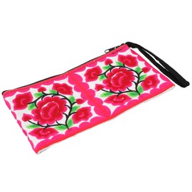 Guru-Shop Cosmetic Bag With Folklore Embroidery - Pink/white, Unisex Adults, Cotton, Size:One Size, 10x20 cm, Cosmetic Bags