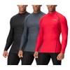 DEVOPS 3 Pack Men's Athletic Turtle Neck Long Sleeve Compression