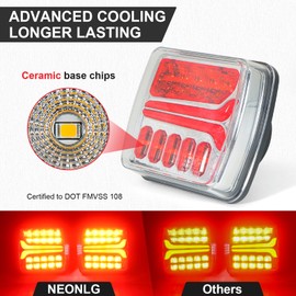 NEONLG Wireless Trailer Lights, Magnetic Tow Light for Truck RV, Battery Powered LED Towing Lights Turn Signal Kit for Boat Camper Caravan Wreckers Brake Reverse Stop Running, IP65 Waterproof