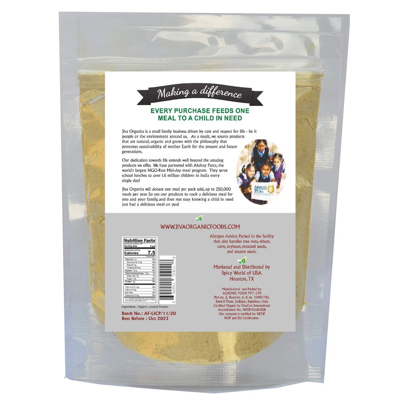 Jiva Organic Licorice Root Powder 7 Ounce - Glycyrrhiza glabra