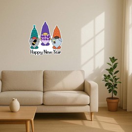 Azeeda 'Gonks Happy New Year' White Premium Vinyl Decal Sticker – Waterproof, Durable & Easy to Apply - Ideal for Car Bumpers, Windows, Bins and More (DW00169067)