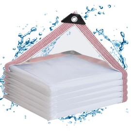 Welacymet Clear Vinyl Tarp 6x6ft,10 Mil UV Resistant Waterproof Cover