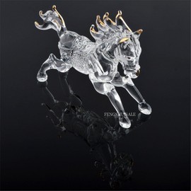 One Feng Shui Crystal Glass Success Horse Sculpture Zodiac Horse L1022