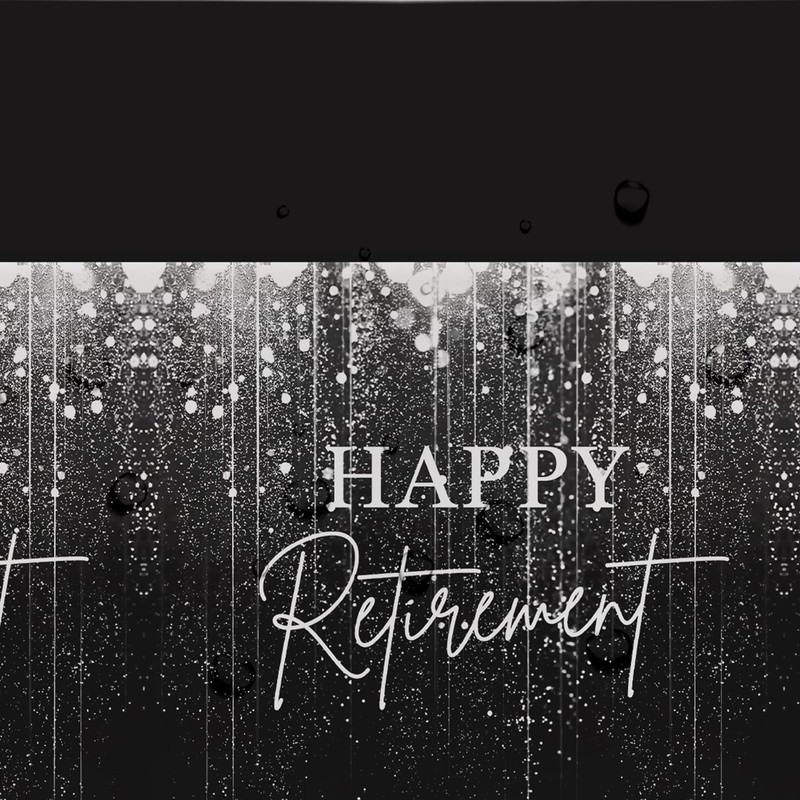 FVABO Retirement Party Decorations Tablecloth, 3Pcs Disposable Silver and Black