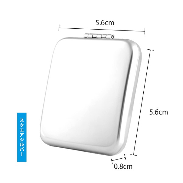 ZHEJIA Compact Mirror, Hand Mirror, Double-sided Mirror, Stainless Steel Mirror, Unbreakable, Birthday Gift, Women's, Ultra Lightweight, Popular, Stylish (Square)