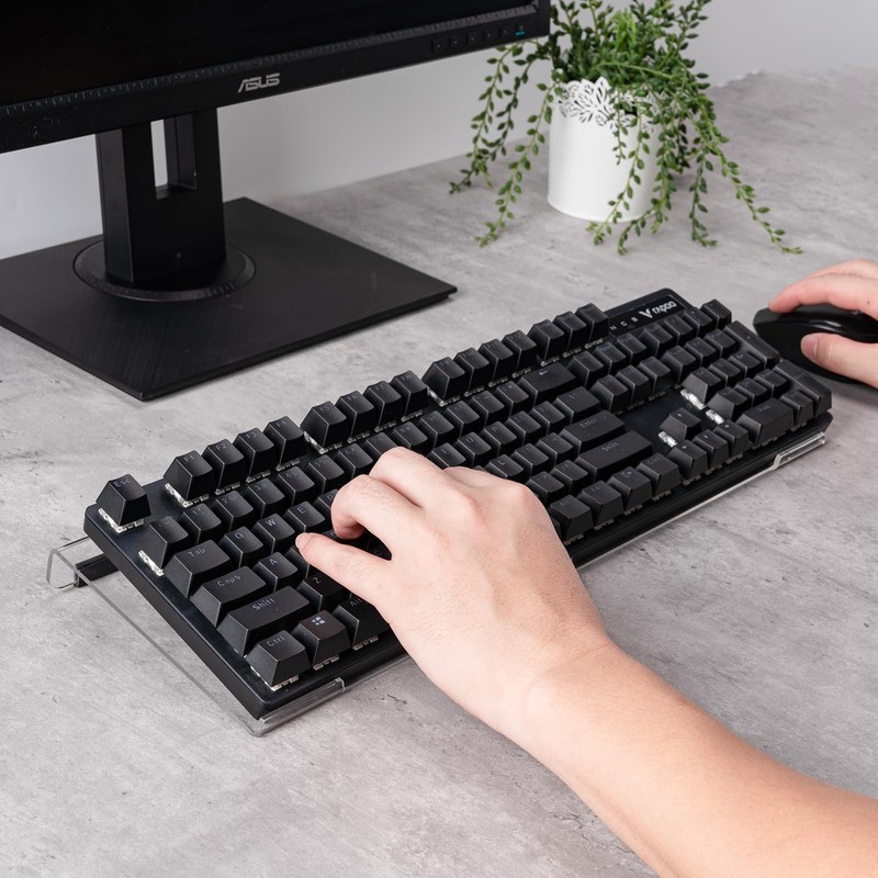 BOOMIBOO Clear Acrylic Tilted Computer Keyboard Holder for Ergonomic Typing,