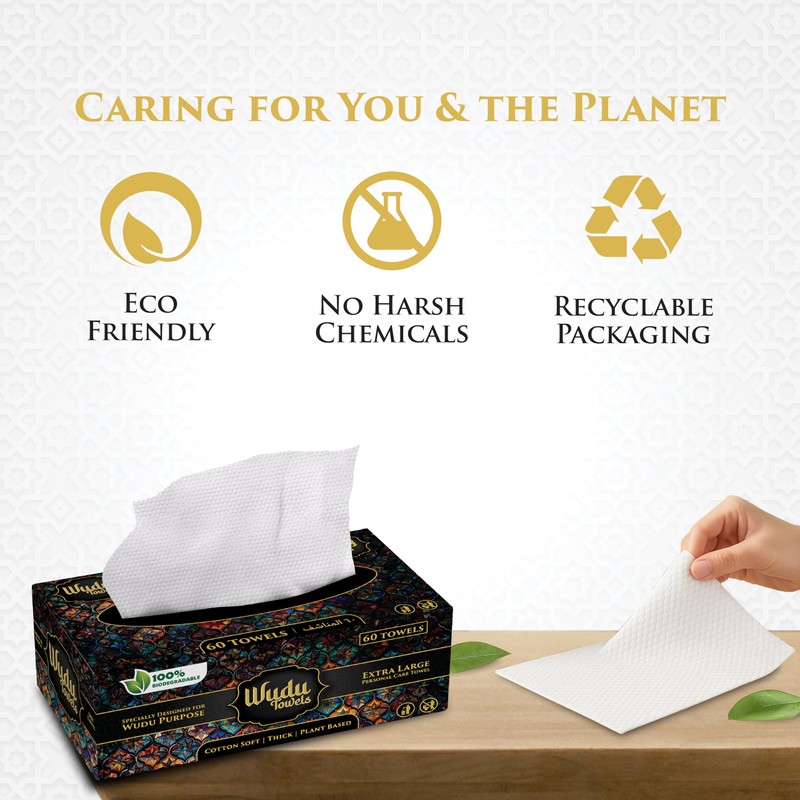 Wudu Towels After Ablution – 60 Count (Pack of 1)