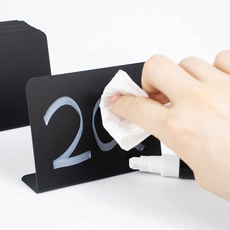 5Pcs Acrylic Mini Chalkboard Signs, 100mmx75mm L-Shaped Erasable Small Blackboard
