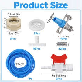 16 Set Automatic Rabbit Watering System Kit,ID 5/16" Hose 16 PCS Nipple Drinkers,Barb Fittings to G1/2" Thread Connectors, Bunny Rabbit Waterer Kit T-Fittings Springs,Gaskets,Bucket Connector