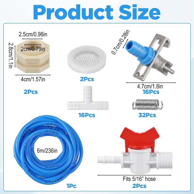 16 Set Automatic Rabbit Watering System Kit,ID 5/16" Hose 16