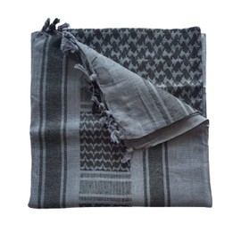 MILSPEC SURPLUS 100% Cotton Shemagh Scarf Arab Keffiyeh Army Military Tactical Sniper Veil Face Wrap SaS Headscarf Unisex Desert Shawl Hijab (Grey/Black)