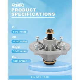 ACEBRI Spindle Assembly for Toro 42 50 Inch Deck Spindle Timecutter Z4200 Z5020 Z4235 Z4220 Z4202 Mower Parts Replace 110-6866 117-1192 Mower Spindle 3 Pack