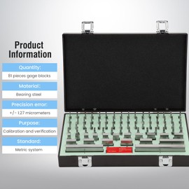 Precision 81-Piece Steel Gauge Block Set, Grade B Accuracy for Precision Calibration, Corrosion-Resistant