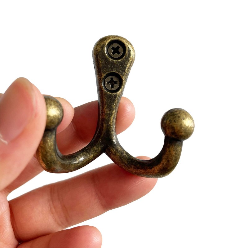 Mokife Pack of 5 Vintage Bronze Coat Hooks Double Wall