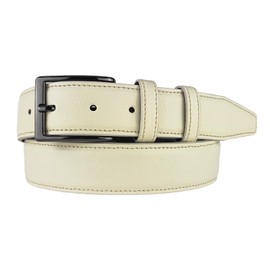 Mix Your Beauty Men's Leather Domed Belt - 35 mm - Made in Italy - Can Be Shortened, beige, 115 - 130 cm