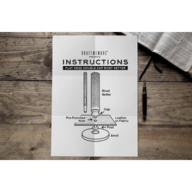 CRAFTMEMORE Rivet Setter for Flat Head Rivet Tablet Studs, Rivet Setting Tool Kit, Block Anvil, Hole Cutter & 10 Rivets in Silver (8 mm (5/16 Inch), Setter)