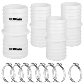 Zocipro 4 pieces pool hose 38 mm connector, hose adapter 38 mm, double hose nozzle hose connector 38 mm to 38 mm with 8 x universal stainless steel hose clamps