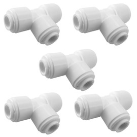PureSec 3/8 inch Tee Connector Push to Connect Fittings Plastic Quick Fitting for water purification&RO System (5, 3/8" Tube O.D.X3/8" Tube O.D.X 3/8" Tube O.D.)