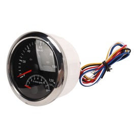 Velocímetro GPS con Tacómetro, 8000 RPM, 85 Mm 3 3/8 Pulgadas, Luz Indicadora, Vehículo ATV Marino (Bisel plateado con esfera negra.)