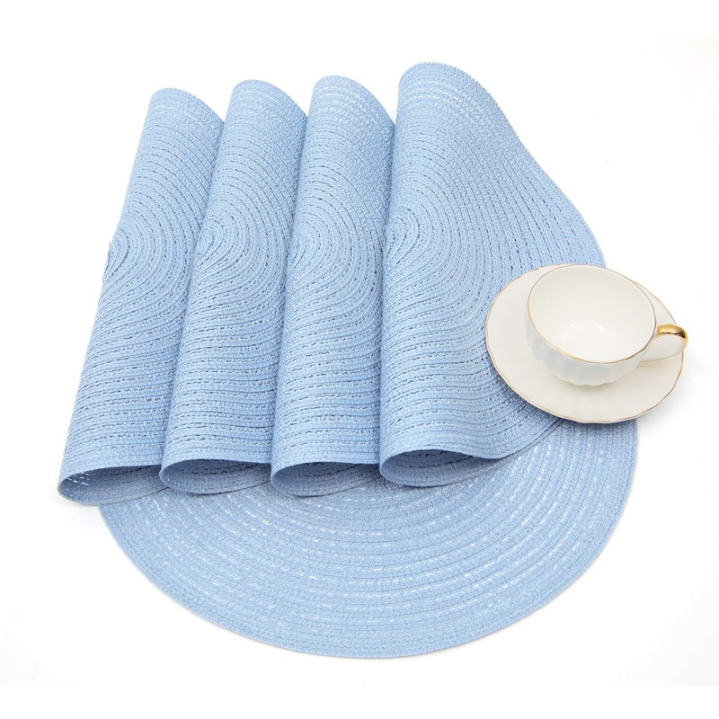 SHACOS Round Braided Placemats Set of 4 Washable 15 inch