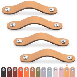 LEREATI Leather Handles for Furniture, Pack of 4 Cabinet Handles with Screws, Furniture Handles, Vintage Drawer Handle, Knobs, Furniture Handle, Leather for Kitchen Cabinets, Cabinets, Bathroom