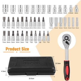 Faankiton 53-Piece Socket Spanner Set, Ratchet Box 1/4 Inch Socket Spanner and Bit Set, Socket Spanner Set, Ratchet and Socket Spanner Set, Ratchet Box Socket Box